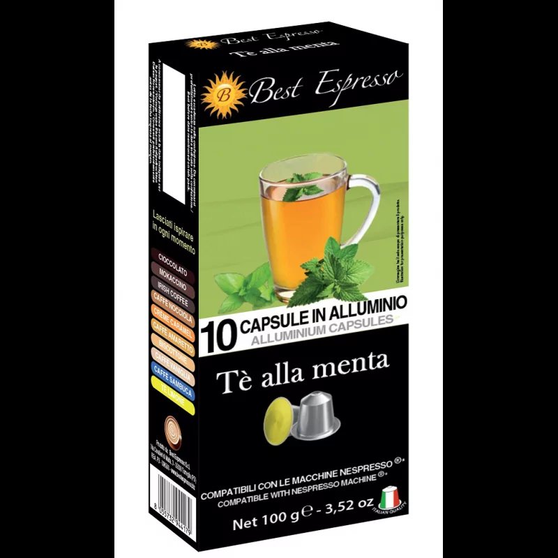 x10 Thé Noir Goût Menthe Compatibles Machine à Café Nespresso